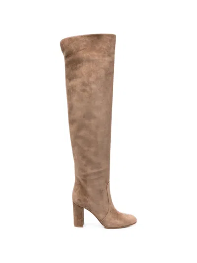 Gianvito Rossi Over-the-knee Block-heel Boots In Neutral