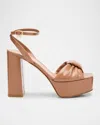 Gianvito Rossi Padded Leather Knot Platform Sandals In Praline