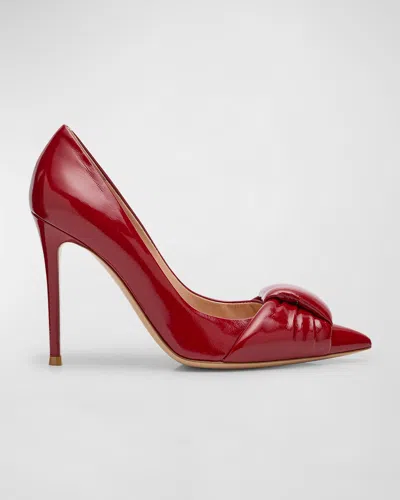 Gianvito Rossi Padded Patent Knot Stiletto Pumps In Rouge
