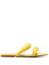 Gianvito Rossi Leather Double Strap Flat Sole Slides In Yellow
