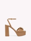 Gianvito Rossi Padded Leather Knot Platform Sandals In Brown