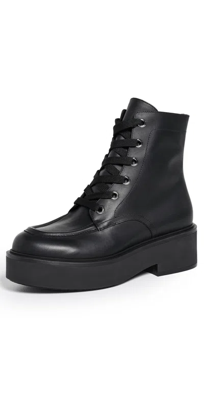 Gianvito Rossi Lace-up Leather Ankle Boots In Black