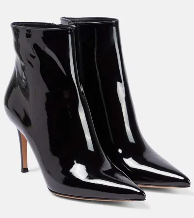 Gianvito Rossi Patent Leather Ankle Boots In Black