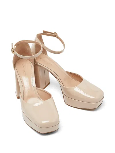 Pre-owned Gianvito Rossi Patent Leather Block-heel Pumps In Neutral
