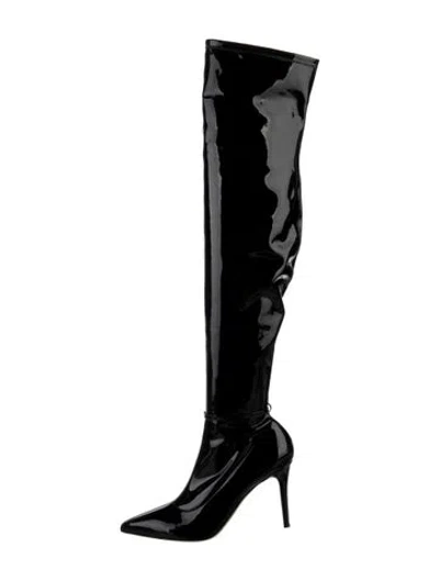 Pre-owned Gianvito Rossi Patent Leather Boots In Black