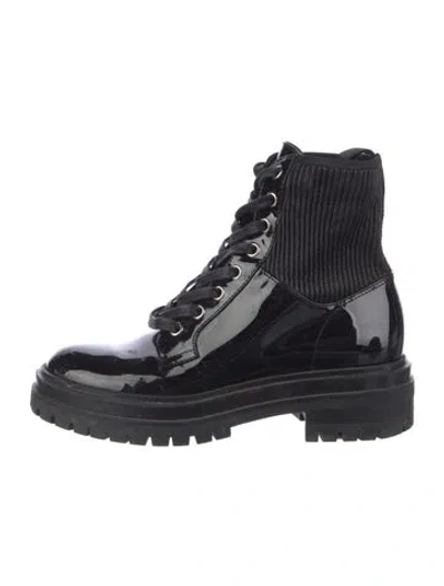 Pre-owned Gianvito Rossi Patent Leather Combat Boots In Black