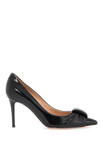 Gianvito Rossi Padded Patent Knot Stiletto Pumps In Black