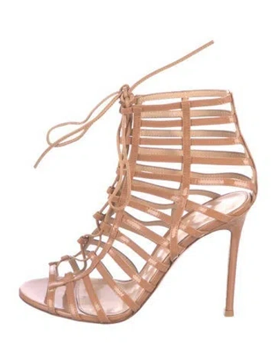 Pre-owned Gianvito Rossi Patent Leather Gladiator Sandals In Neutral