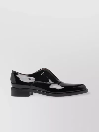 GIANVITO ROSSI PATENT LEATHER LACE-UP SHOES WITH LOW BLOCK HEEL