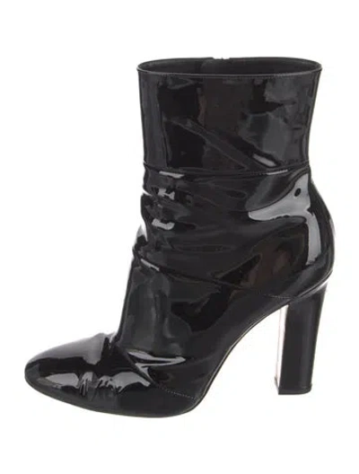 Pre-owned Gianvito Rossi Patent Leather Lace-up Boots In Black