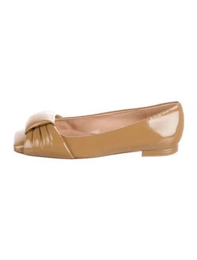 Pre-owned Gianvito Rossi Patent Leather Leather Trim Embellishment Ballet Flats In Brown