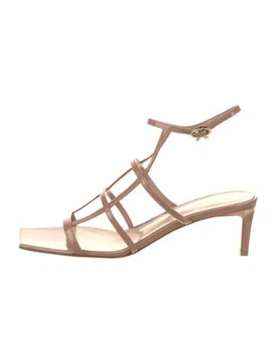 Pre-owned Gianvito Rossi Patent Leather Leather Trim Embellishment Gladiator Sandals In Brown