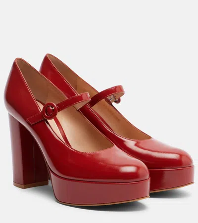 Gianvito Rossi 70 Glossy Leather Mary Jane Pumps In Red