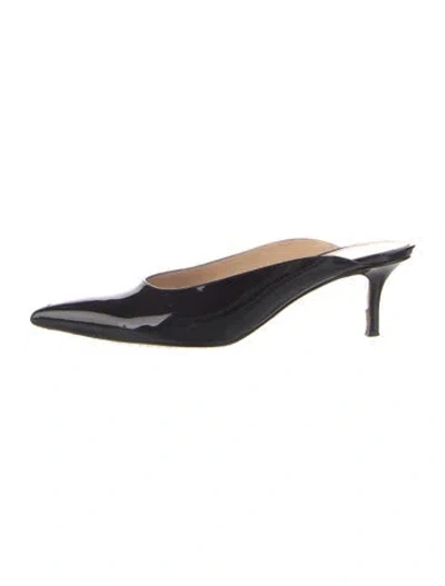 Pre-owned Gianvito Rossi Patent Leather Mules In Blue