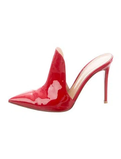 Pre-owned Gianvito Rossi Patent Leather Mules In Blue/red
