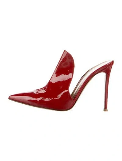 Pre-owned Gianvito Rossi Patent Leather Mules In Blue/red