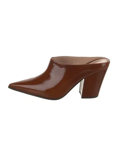 Pre-owned Gianvito Rossi Patent Leather Mules In Brown