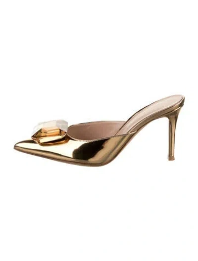 Pre-owned Gianvito Rossi Patent Leather Mules W/ Tags In Gold