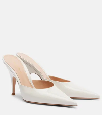 Gianvito Rossi Patent Leather Mules In White