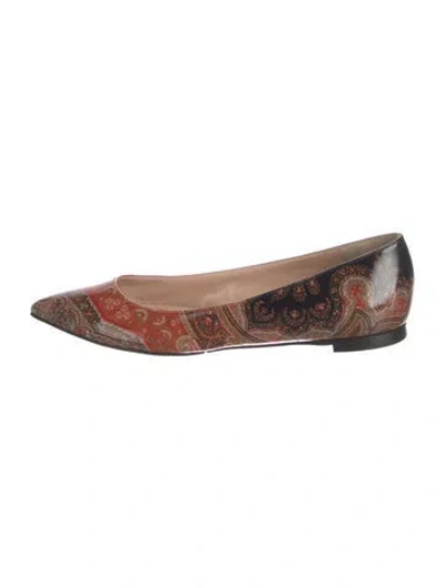Pre-owned Gianvito Rossi Patent Leather Paisley Print Ballet Flats In Multi