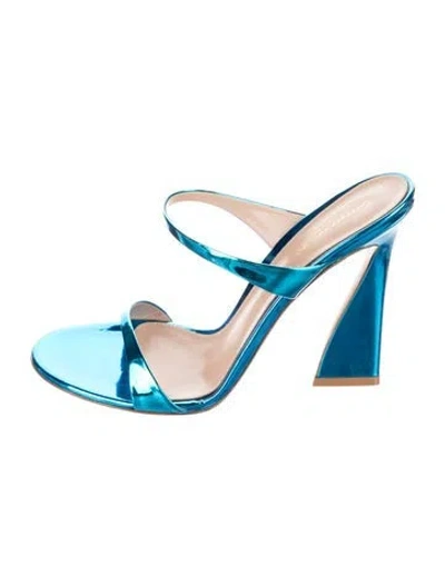 Pre-owned Gianvito Rossi Patent Leather Slides In Blue