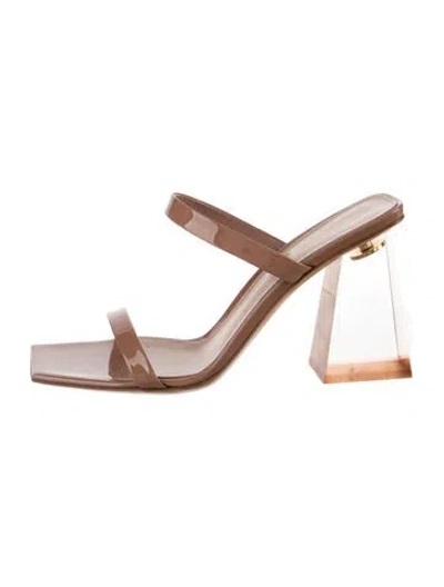 Pre-owned Gianvito Rossi Patent Leather Slides In Neutral