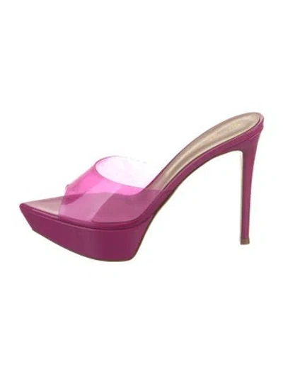 Pre-owned Gianvito Rossi Patent Leather Slides In Pink