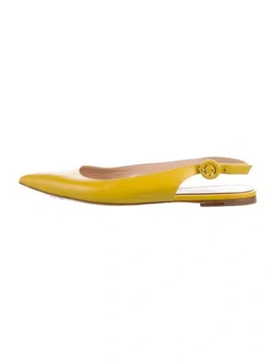 Pre-owned Gianvito Rossi Patent Leather Slingback Flats In Yellow
