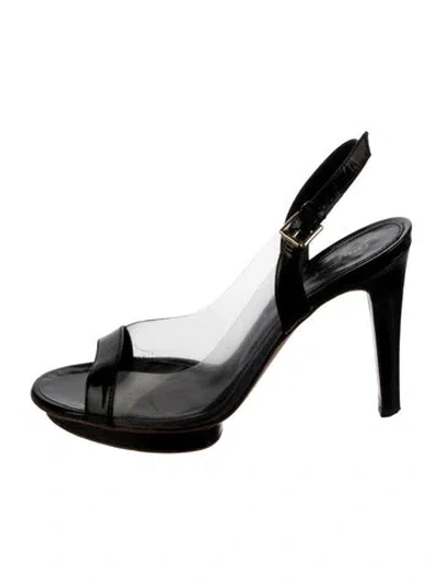 Pre-owned Gianvito Rossi Patent Leather Slingback Sandals In Black
