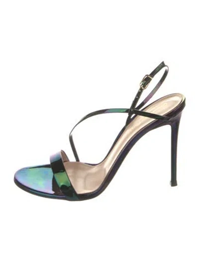 Pre-owned Gianvito Rossi Patent Leather Slingback Sandals W/ Tags In Green