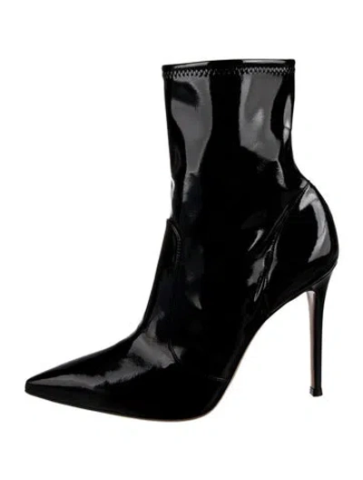 Pre-owned Gianvito Rossi Patent Leather Sock Boots In Black