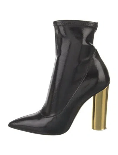 Pre-owned Gianvito Rossi Patent Leather Sock Boots In Black