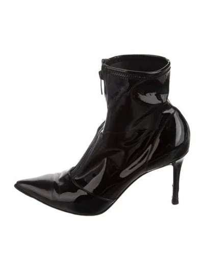 Pre-owned Gianvito Rossi Patent Leather Sock Boots In Black