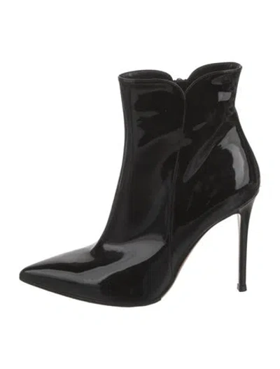 Pre-owned Gianvito Rossi Patent Leather Sock Boots In Black
