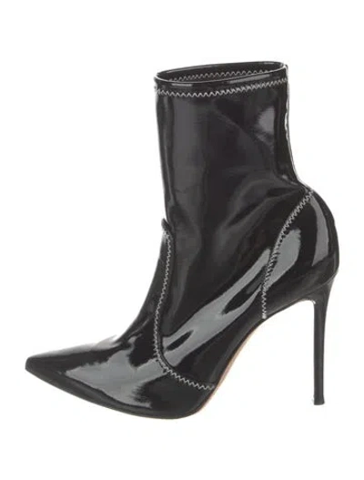 Pre-owned Gianvito Rossi Patent Leather Sock Boots In Black