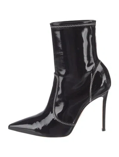 Pre-owned Gianvito Rossi Patent Leather Sock Boots In Black