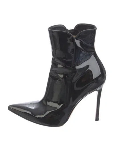 Pre-owned Gianvito Rossi Patent Leather Sock Boots In Black