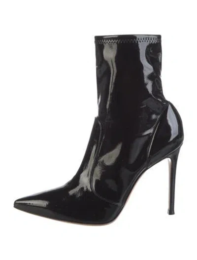 Pre-owned Gianvito Rossi Patent Leather Sock Boots In Black