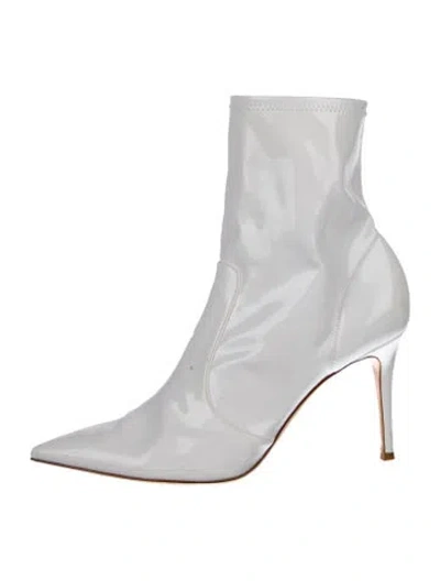 Pre-owned Gianvito Rossi Patent Leather Sock Boots In White