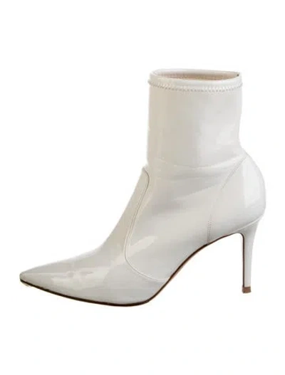 Pre-owned Gianvito Rossi Patent Leather Sock Boots In White