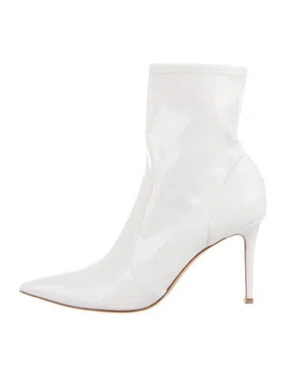 Pre-owned Gianvito Rossi Patent Leather Sock Boots In White