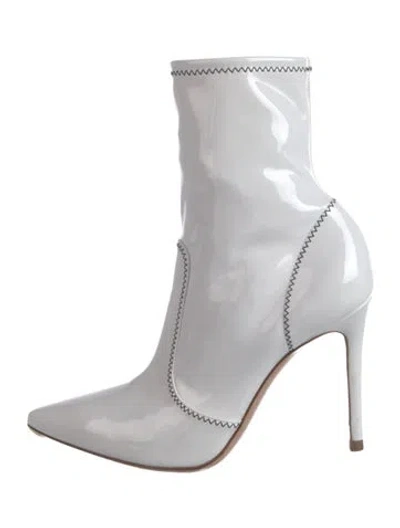 Pre-owned Gianvito Rossi Patent Leather Sock Boots In White