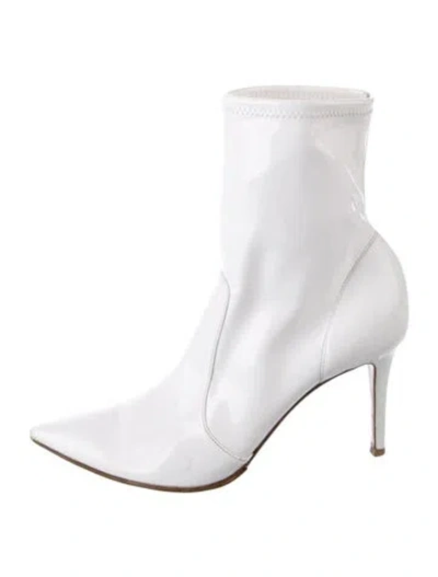 Pre-owned Gianvito Rossi Patent Leather Sock Boots In White