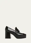 Gianvito Rossi Patent Platform Penny Loafers In Black Nero
