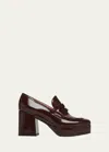 Gianvito Rossi Rouen Platform Penny Loafers In Brown