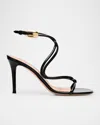 Gianvito Rossi Patent Serpent Twist Ankle-strap Sandals In Black
