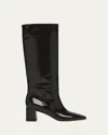 Gianvito Rossi Patent Square-toe Knee Boots In Black Nero