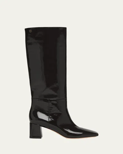 Gianvito Rossi Patent Square-toe Knee Boots In Black Nero