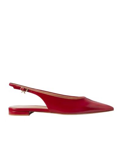 Gianvito Rossi Robbie Patent-leather Slingback Flats In Red