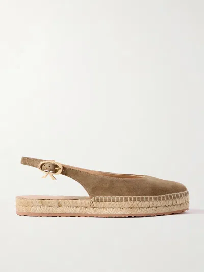 Gianvito Rossi Paz Suede Slingback Espadrilles In Brown